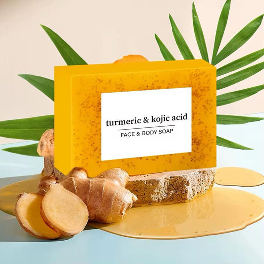 🧼 Savon Curcuma & Acide Kojique Visage & Corps – Éclaircissant • Antitaches • Teint Uniform (Lot de 3)
