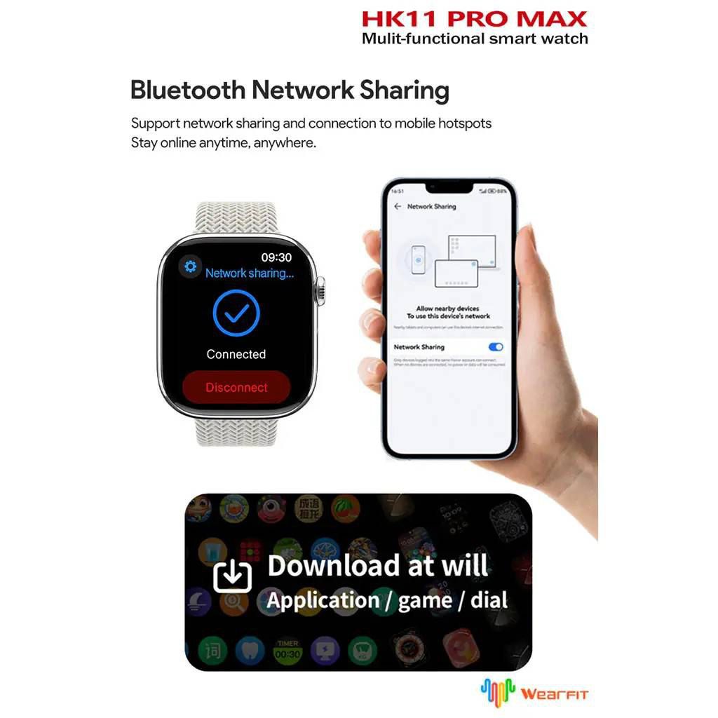 🔥HK11 PRO MAX – La Montre Connectée Intelligente Nouvelle Génération🔥(2 Bracelets intégrés)