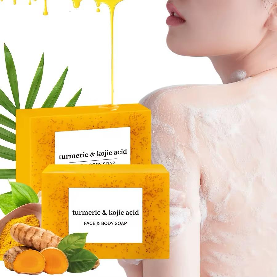 🧼 Savon Curcuma & Acide Kojique  Visage & Corps – Éclaircissant • Antitaches • Teint Uniform (Lot de 3)